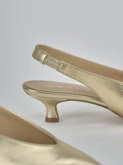 Slingback tacco 4cm laminato oro