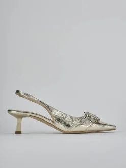 Slingback tacco 7cm laminato oro