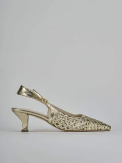 Slingback tacco 6cm laminato oro