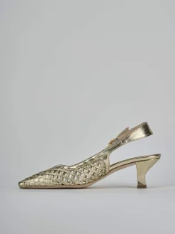 Slingback tacco 6cm laminato oro