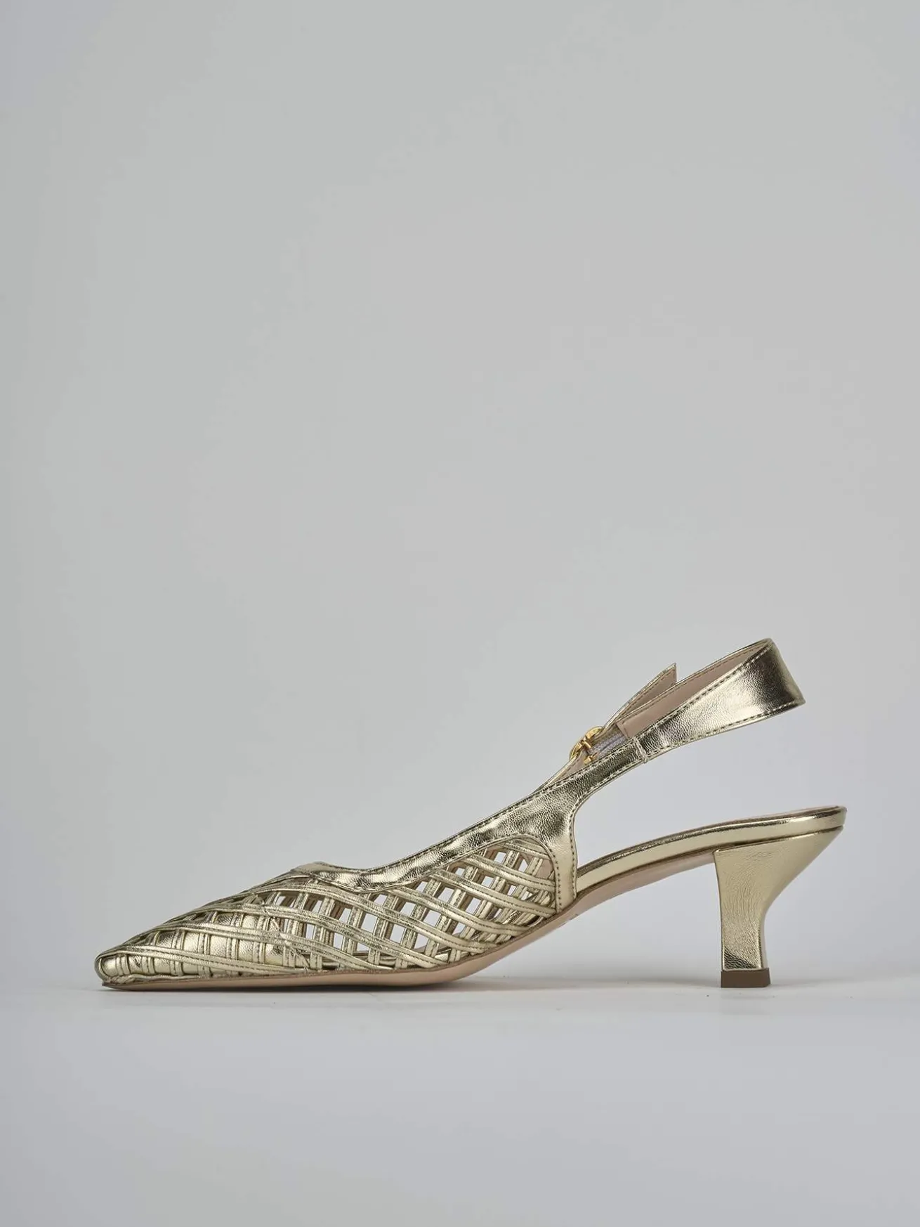 Slingback tacco 6cm laminato oro