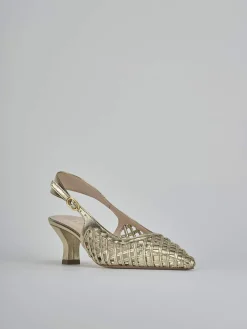Slingback tacco 6cm laminato oro