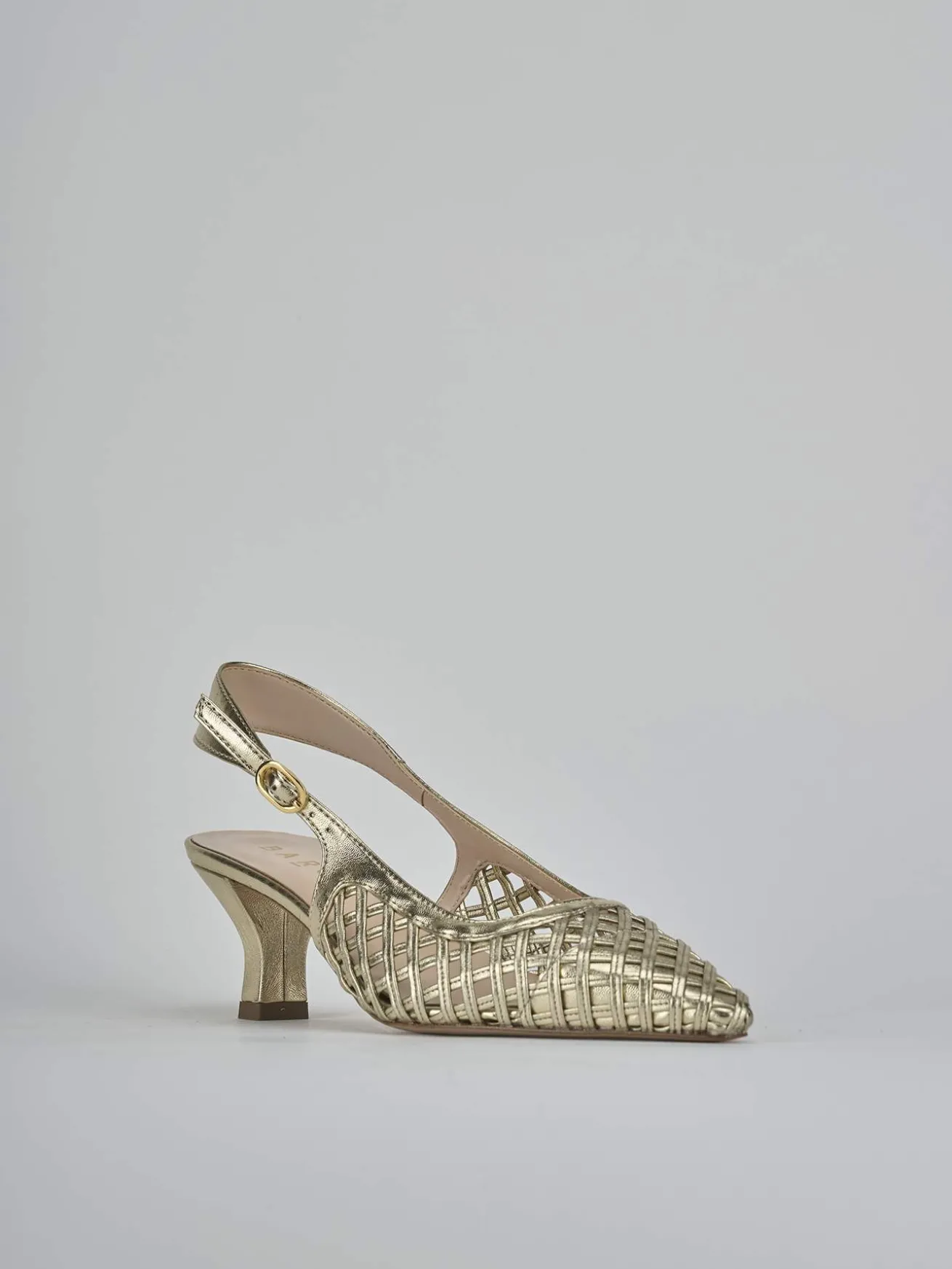 Slingback tacco 6cm laminato oro
