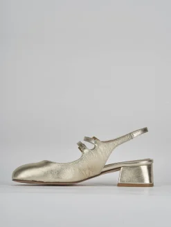 Slingback tacco 4cm laminato oro