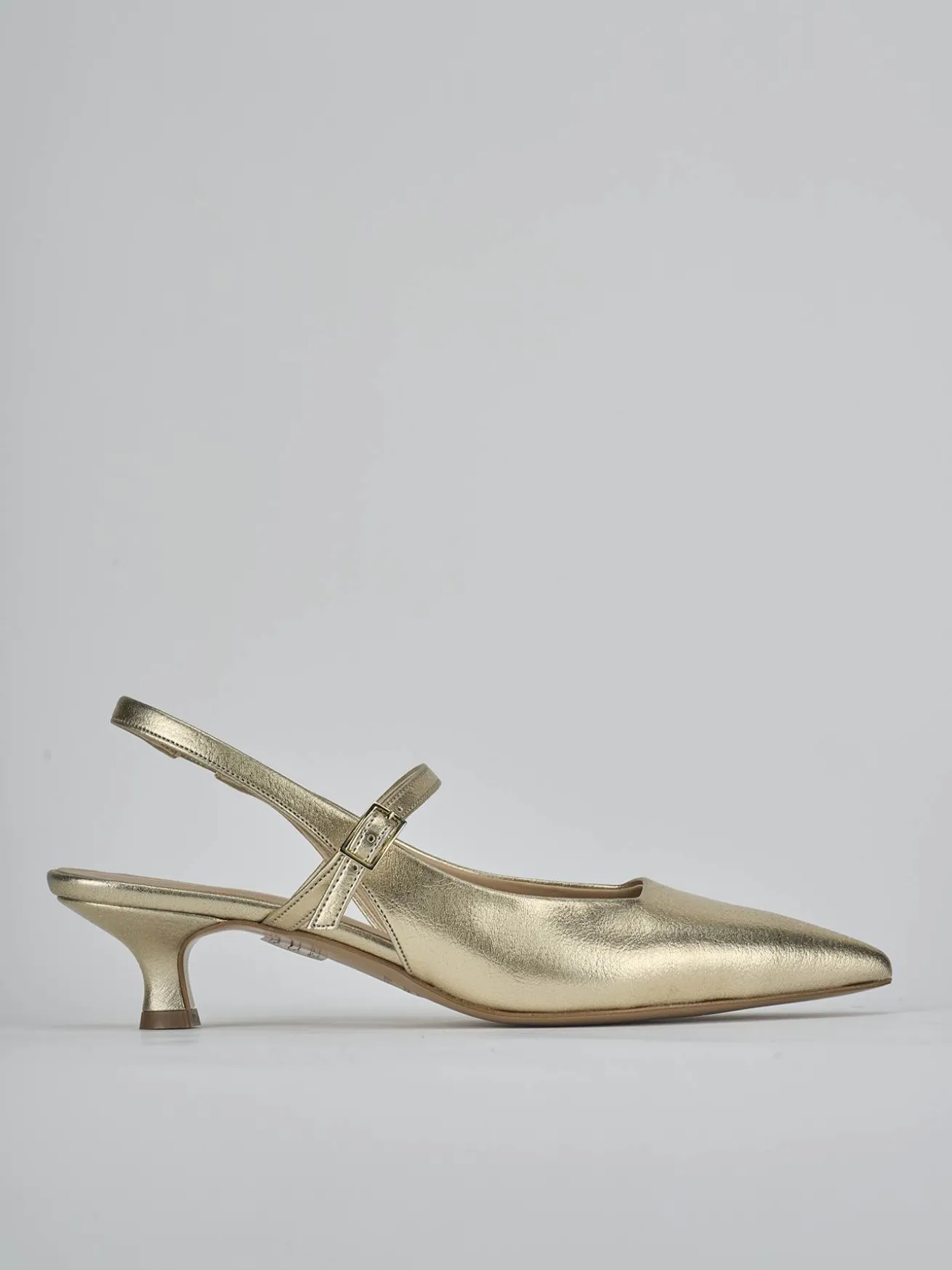 Slingback tacco 4cm laminato oro