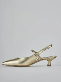 Slingback tacco 4cm laminato oro