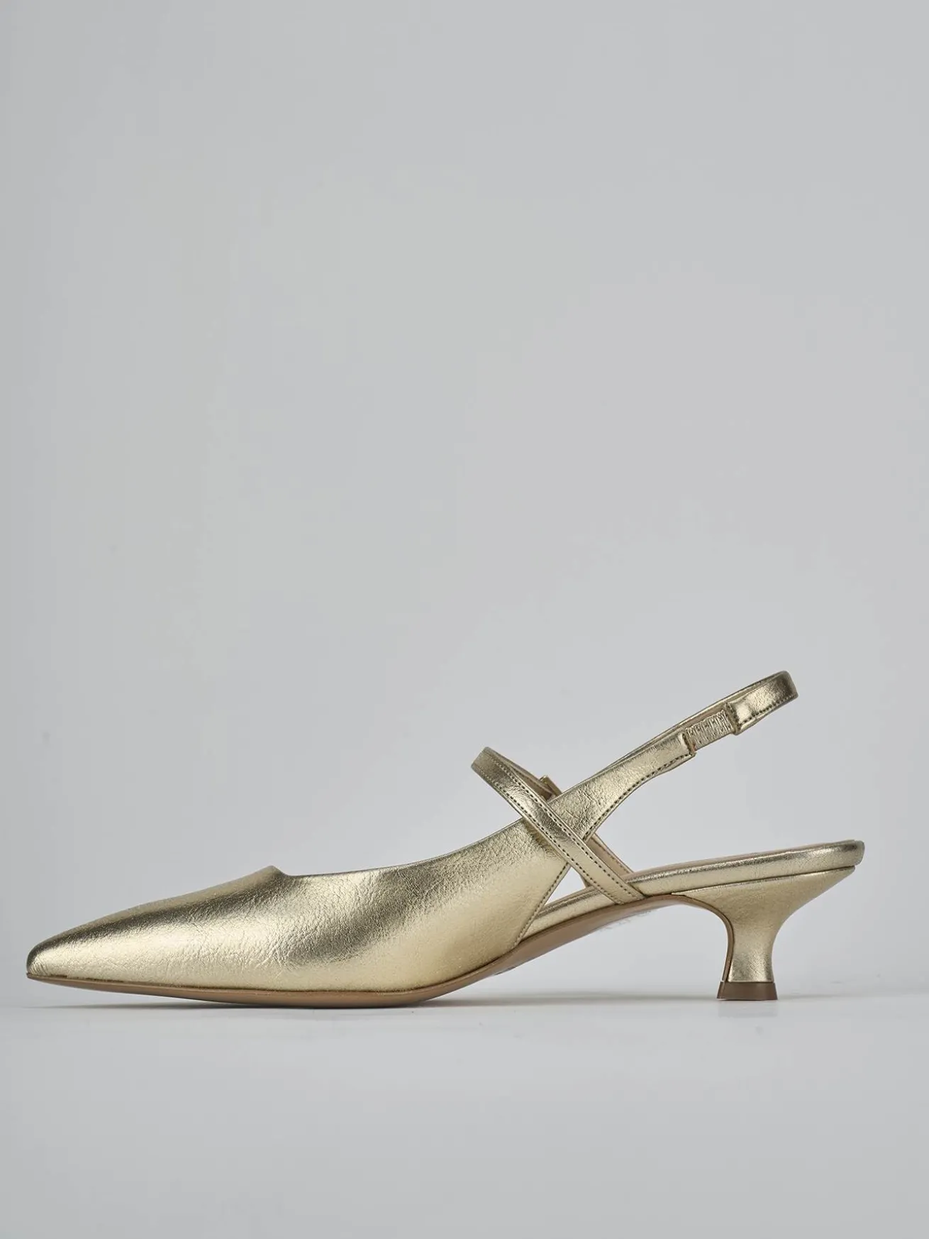 Slingback tacco 4cm laminato oro