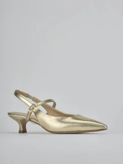 Slingback tacco 4cm laminato oro