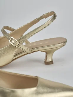 Slingback tacco 4cm laminato oro