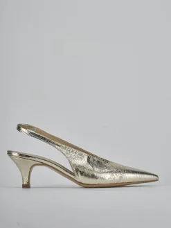 Slingback tacco 4cm laminato oro