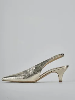 Slingback tacco 4cm laminato oro