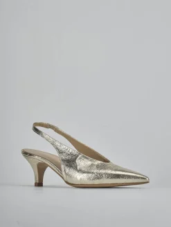 Slingback tacco 4cm laminato oro