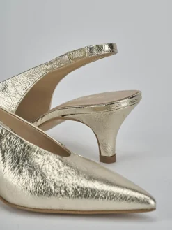 Slingback tacco 4cm laminato oro