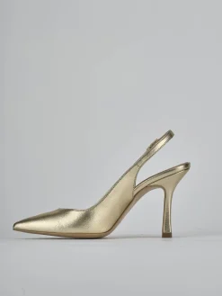 Slingback tacco 9cm laminato oro