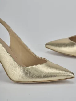 Slingback tacco 9cm laminato oro
