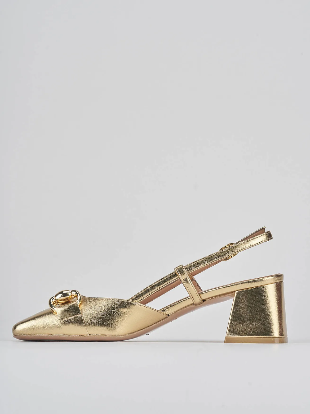 Slingback tacco 6cm laminato oro