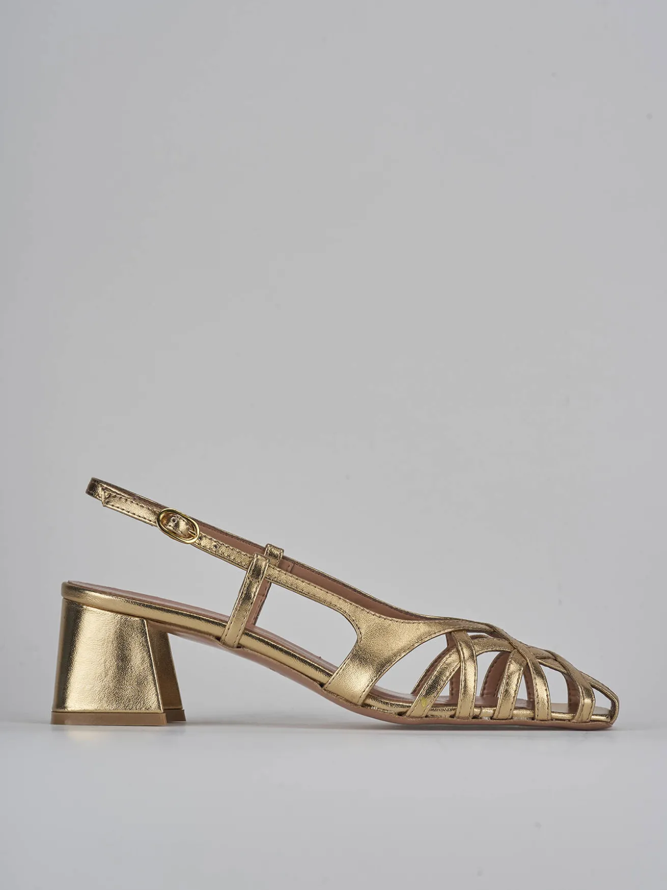 Slingback tacco 6cm laminato oro