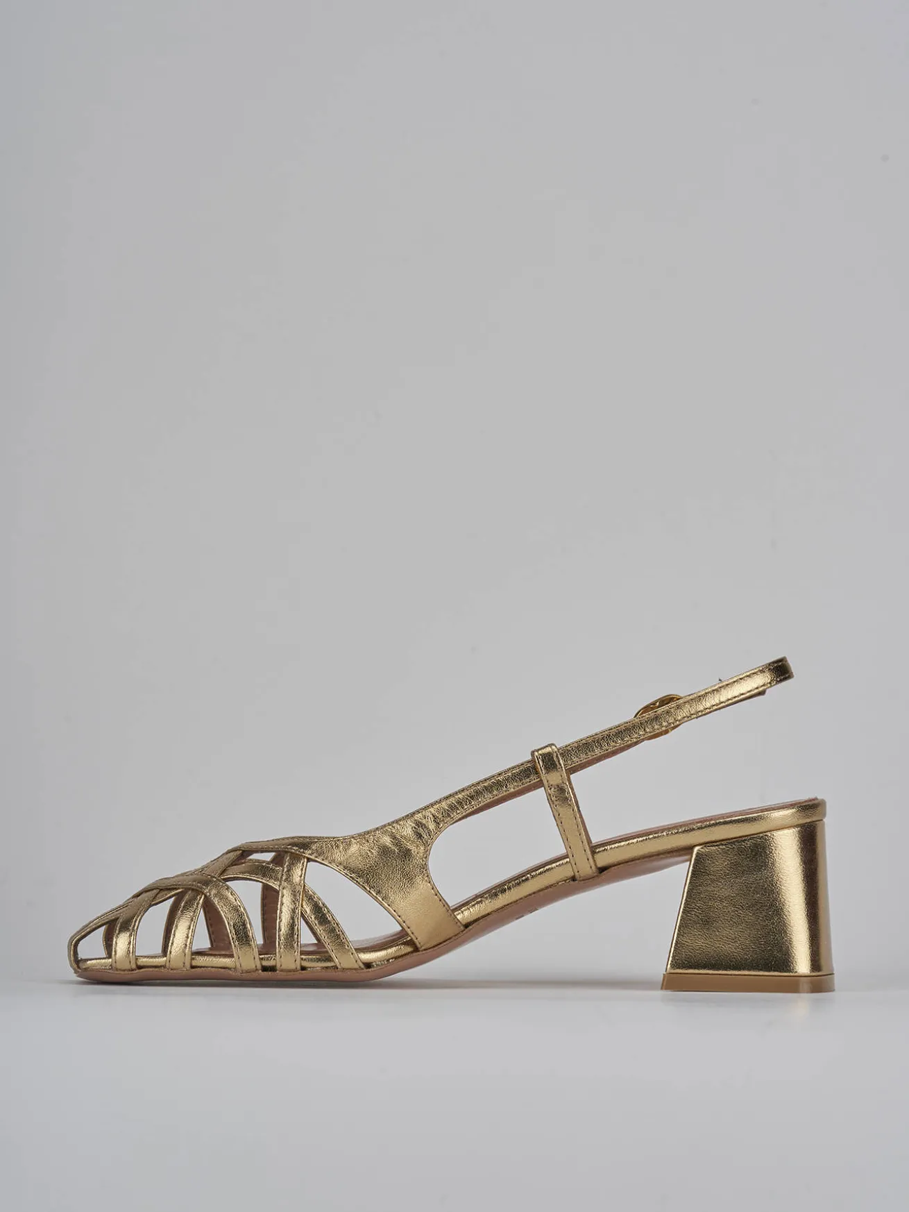 Slingback tacco 6cm laminato oro