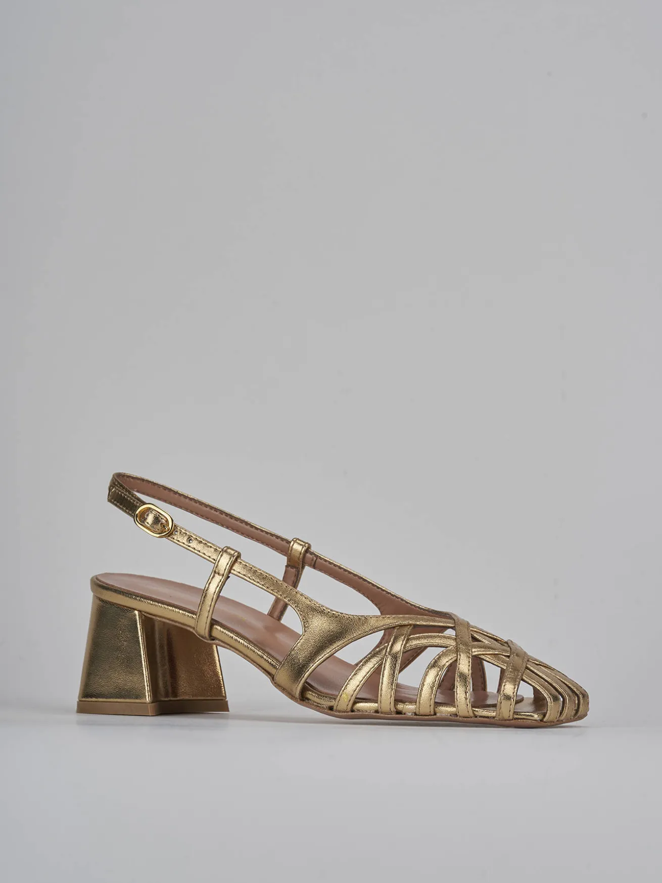 Slingback tacco 6cm laminato oro