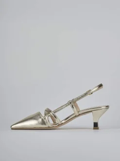 Slingback tacco 6cm laminato oro