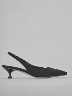 Slingback tacco 4cm licra nero