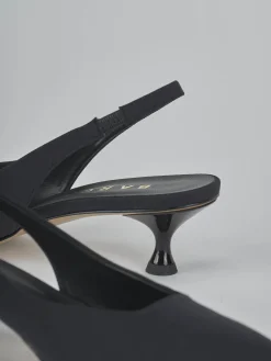 Slingback tacco 4cm licra nero