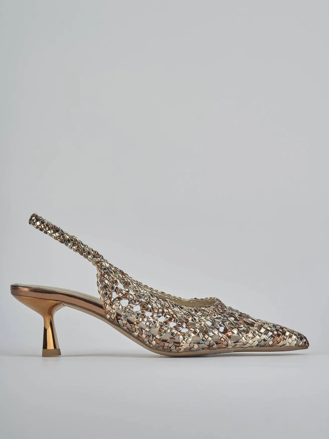 Slingback tacco 4cm pelle bronzo