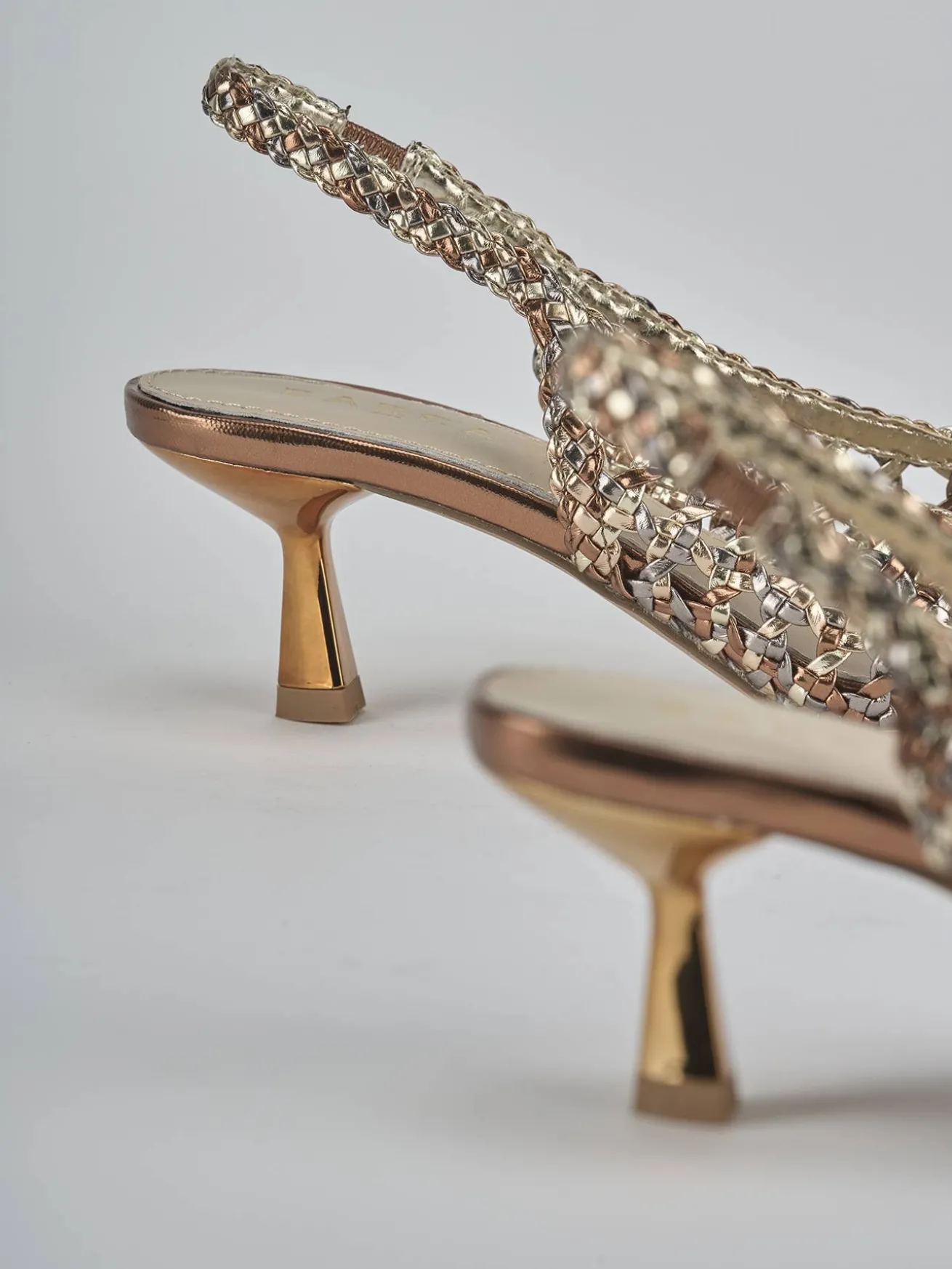 Slingback tacco 4cm pelle bronzo