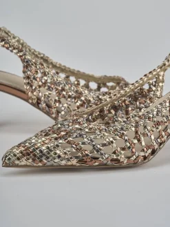 Slingback tacco 4cm pelle bronzo