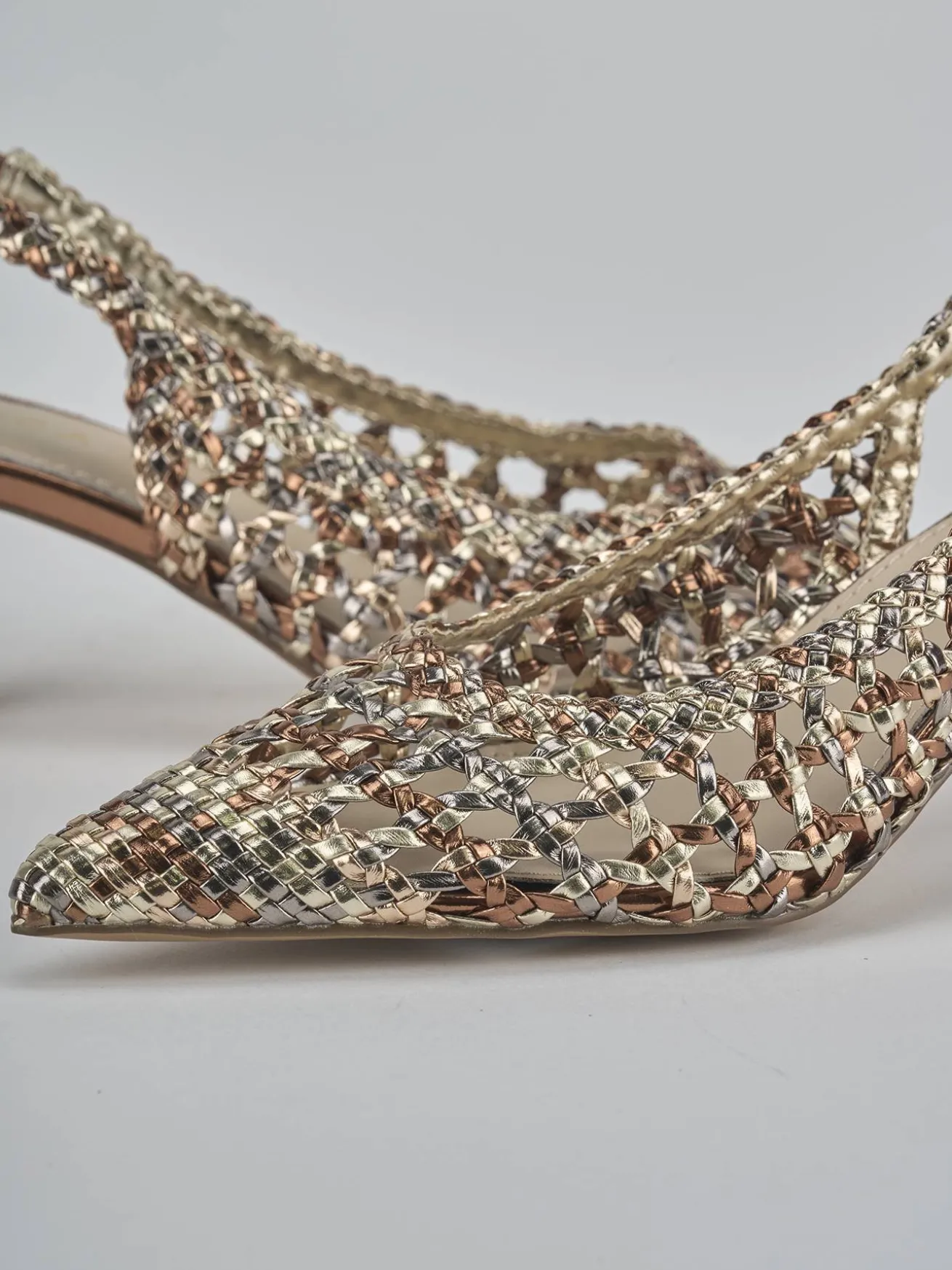 Slingback tacco 4cm pelle bronzo