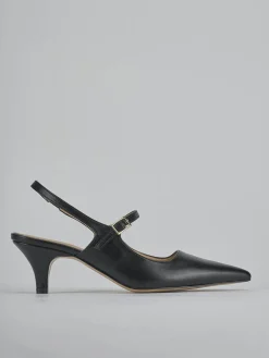 Slingback tacco 4cm pelle nero