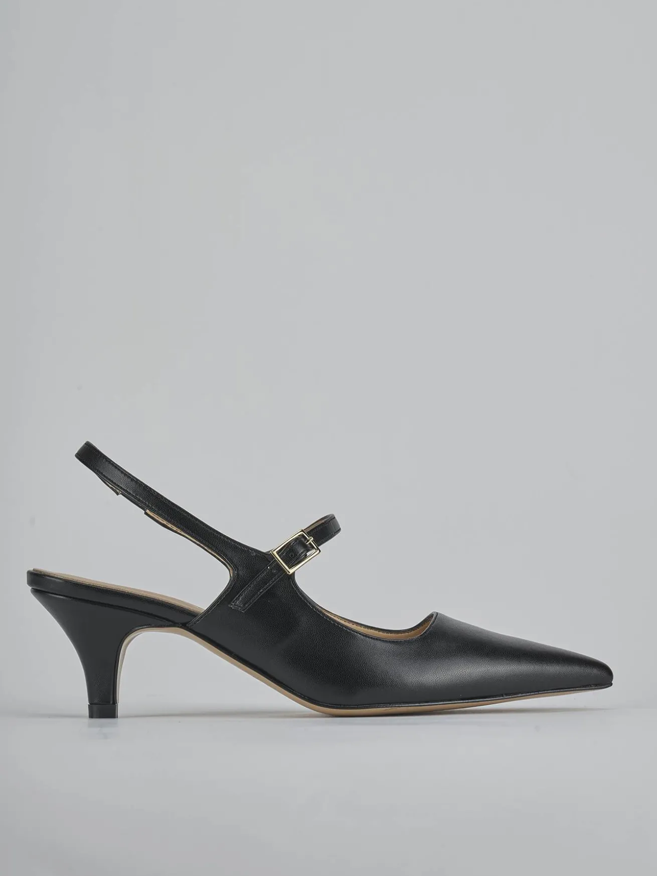 Slingback tacco 4cm pelle nero