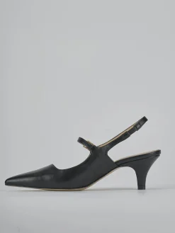 Slingback tacco 4cm pelle nero