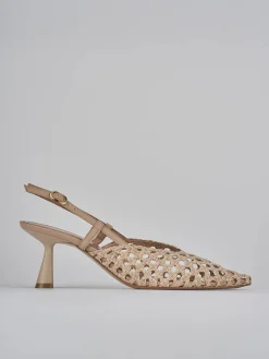 Slingback tacco 7cm pelle beige