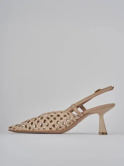 Slingback tacco 7cm pelle beige