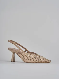 Slingback tacco 7cm pelle beige