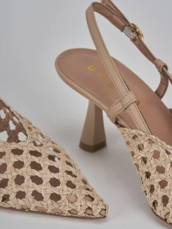 Slingback tacco 7cm pelle beige