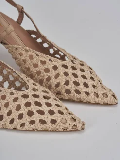 Slingback tacco 7cm pelle beige