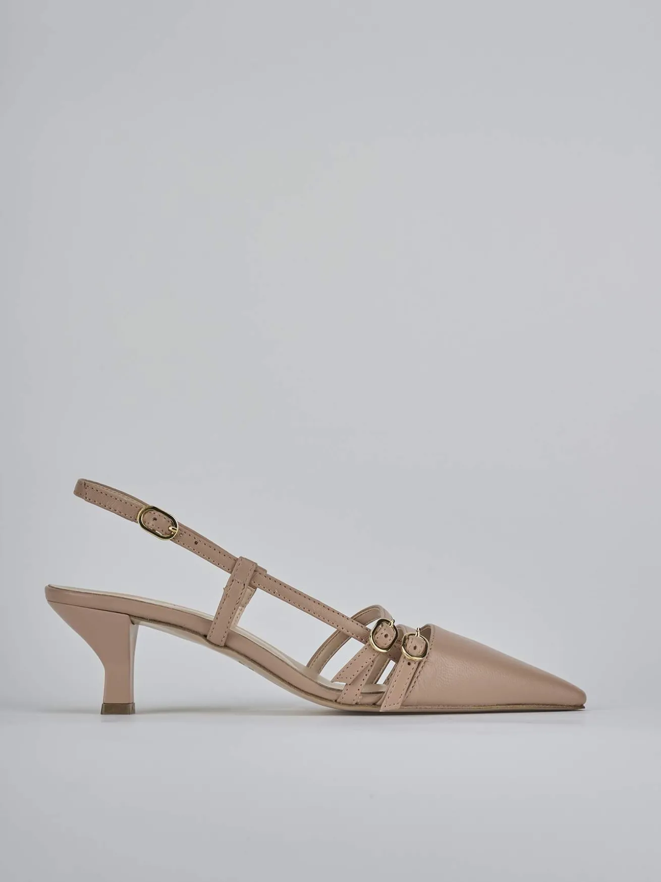 Slingback tacco 6cm pelle marrone