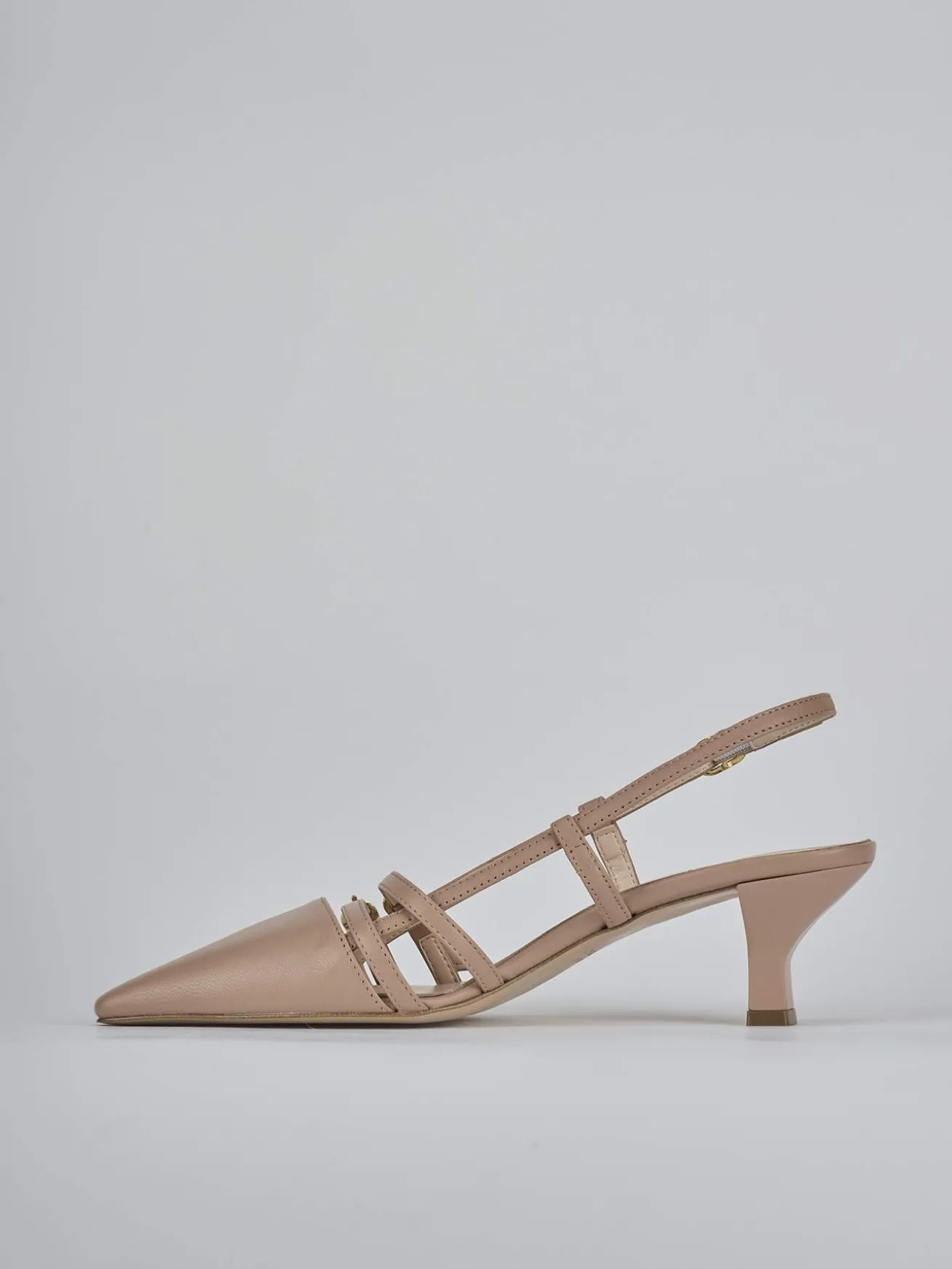 Slingback tacco 6cm pelle marrone