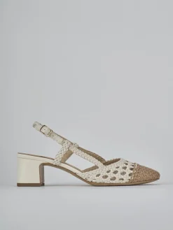 Slingback tacco 6cm pelle bianco