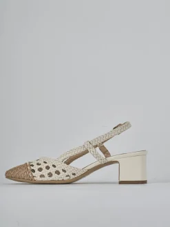 Slingback tacco 6cm pelle bianco