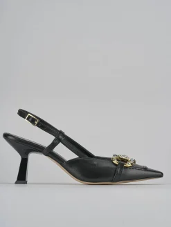 Slingback tacco 7cm pelle nero