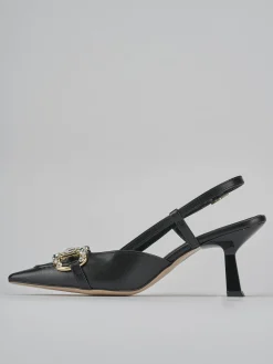 Slingback tacco 7cm pelle nero