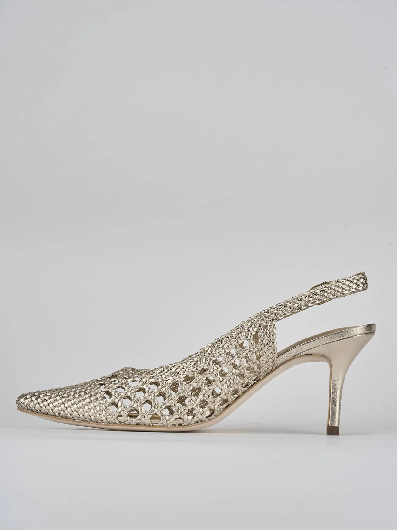 Slingback tacco 7cm pelle oro