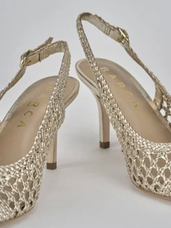 Slingback tacco 7cm pelle oro