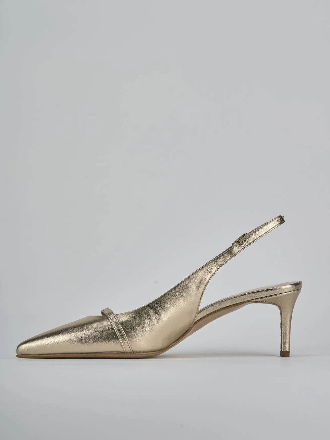 Slingback tacco 7cm pelle oro