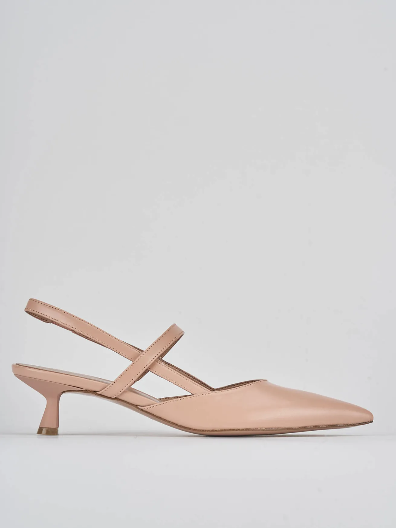 Slingback tacco 5cm pelle rosa