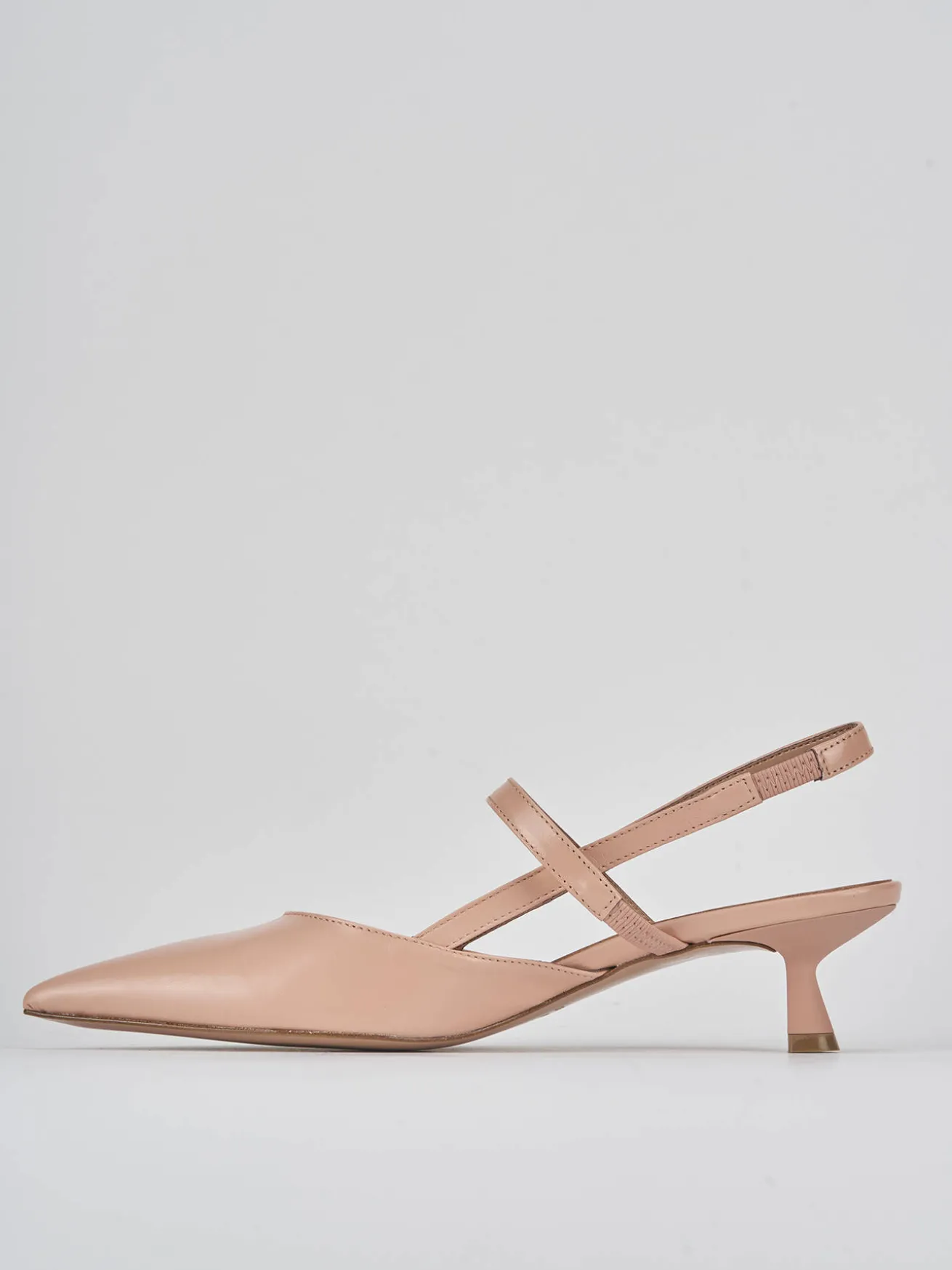 Slingback tacco 5cm pelle rosa