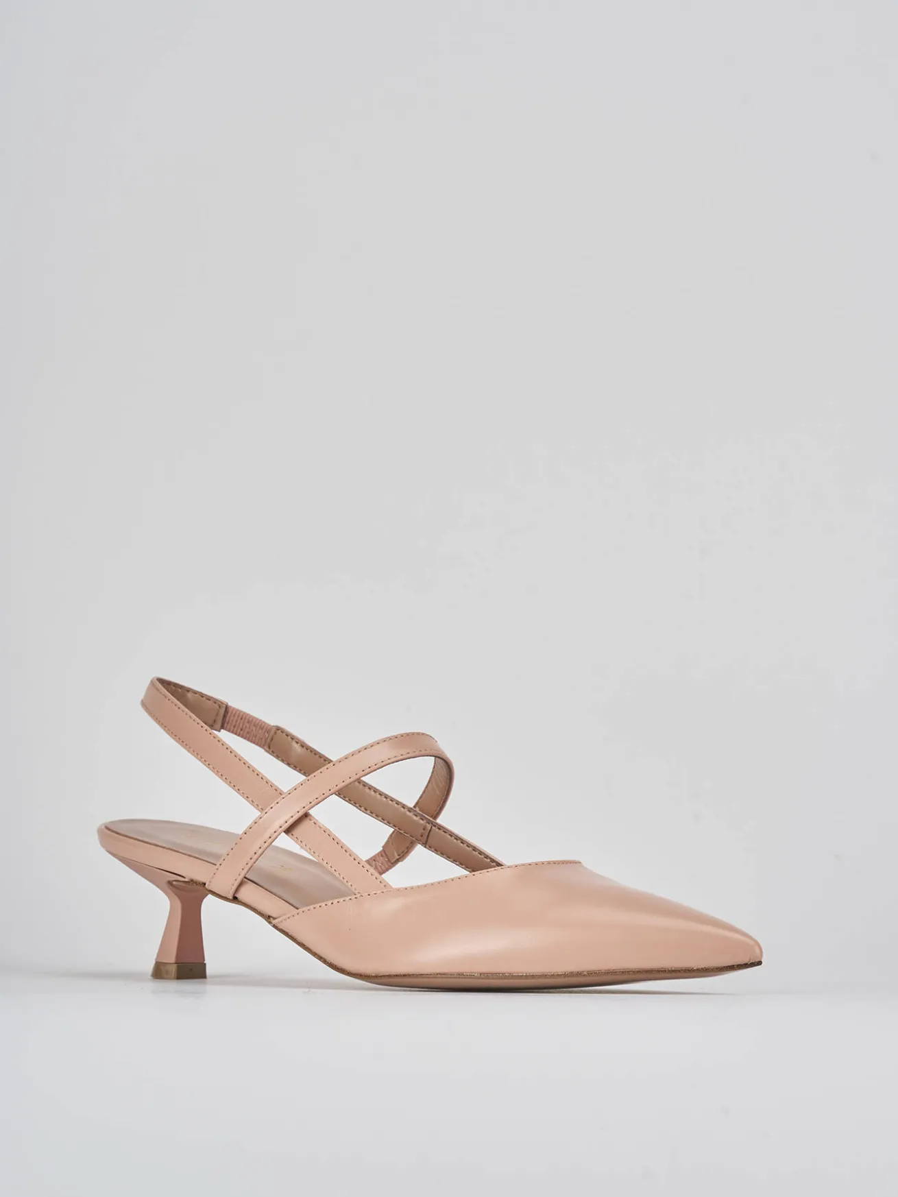 Slingback tacco 5cm pelle rosa